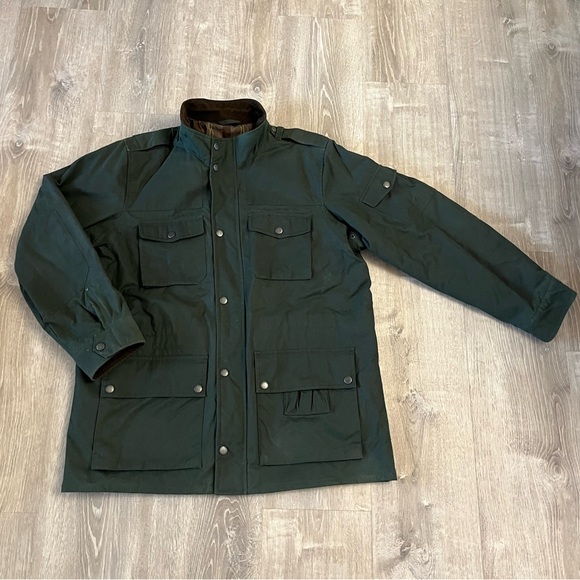 Eddie Bauer Waxed Cotton The Eddie Field Barn Coat Jacket in Army Green Men's XL - Picture 3 of 16